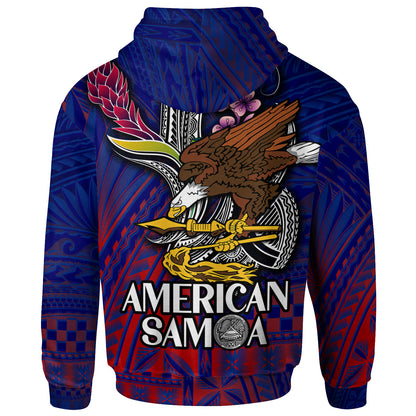 American Samoa Hoodie - Custom Seal With National Flowers Polynesian Patterns