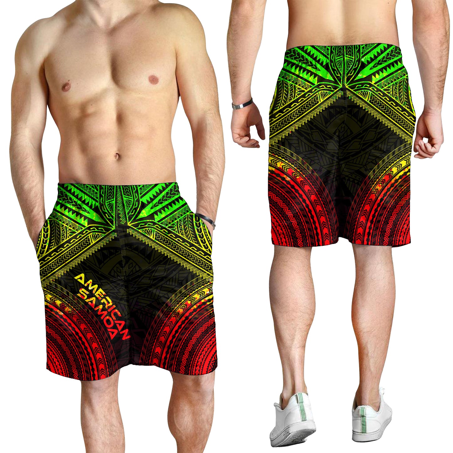 American Samoa Men Shorts - Polynesian Chief Reggae Version