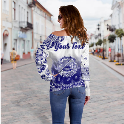 Samoa Off Shoulder Sweatshirt Custom American Samoa Pattern With Paisley Style