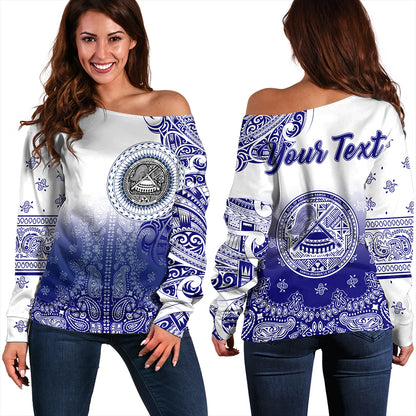 Samoa Off Shoulder Sweatshirt Custom American Samoa Pattern With Paisley Style