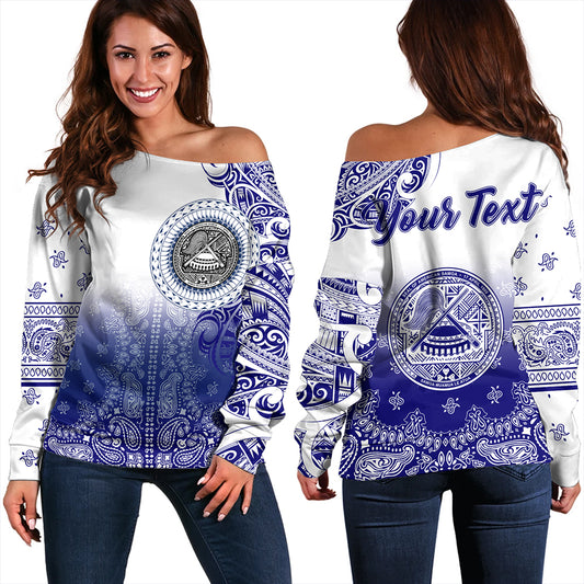 Samoa Off Shoulder Sweatshirt Custom American Samoa Pattern With Paisley Style
