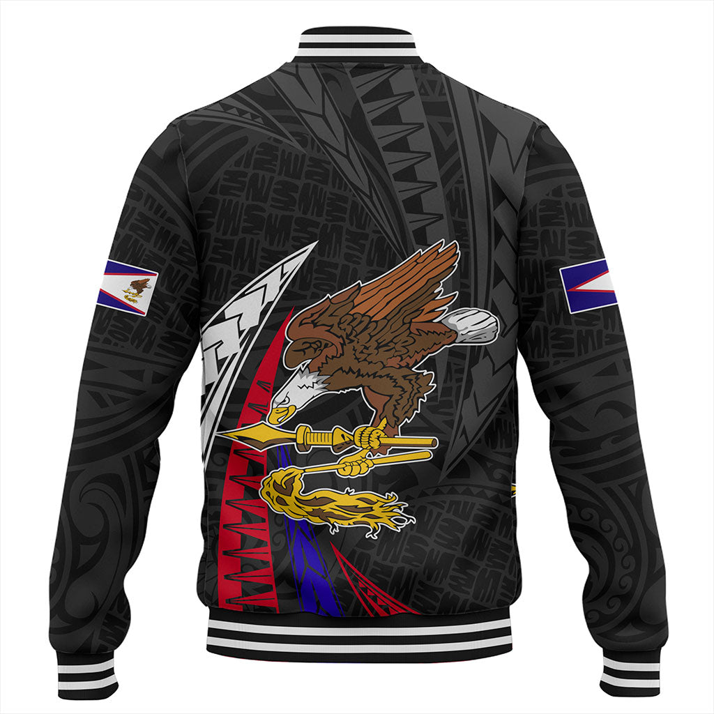 American Samoa Baseball Jacket Polynesia Tribal Wave