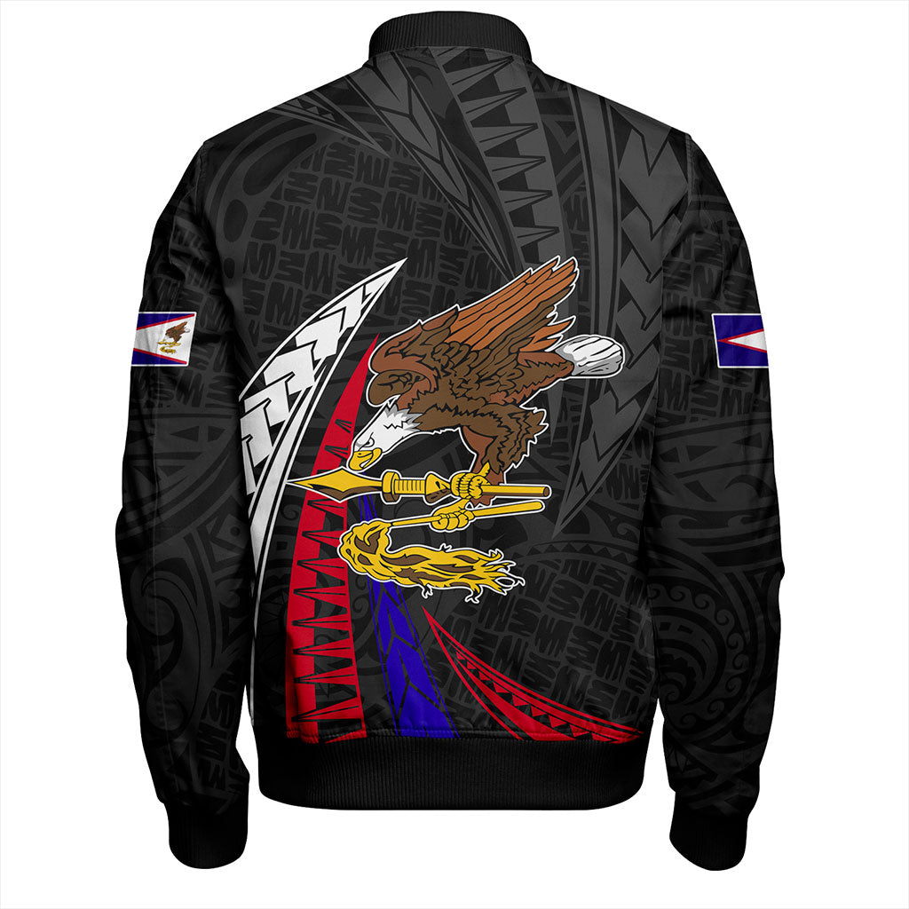 American Samoa Bomber Jacket Polynesia Tribal Wave