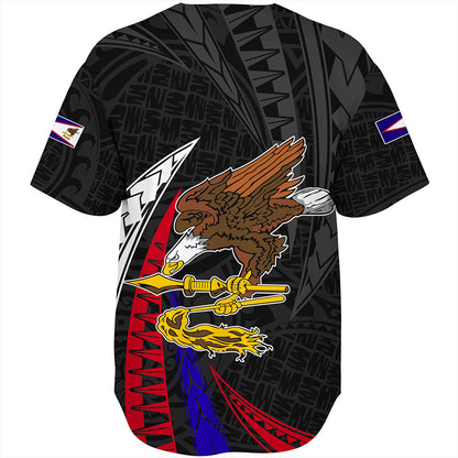 American Samoa Baseball Shirt Polynesia Tribal Wave