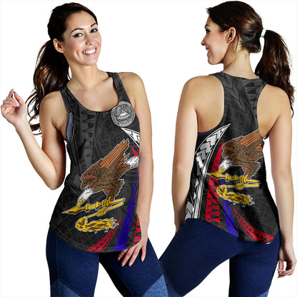 American Samoa Women Tank Polynesia Tribal Wave