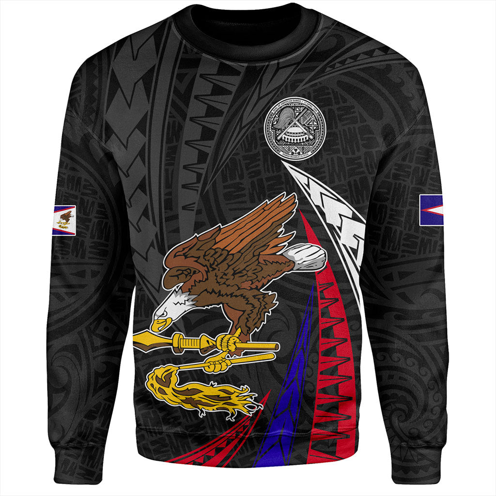American Samoa Sweatshirt Polynesia Tribal Wave
