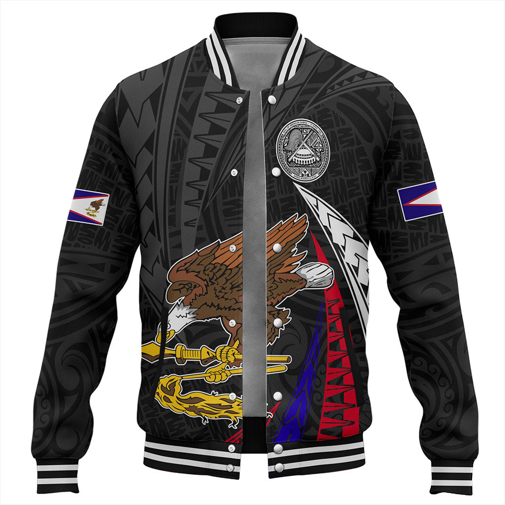 American Samoa Baseball Jacket Polynesia Tribal Wave