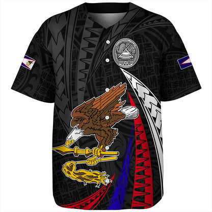 American Samoa Baseball Shirt Polynesia Tribal Wave