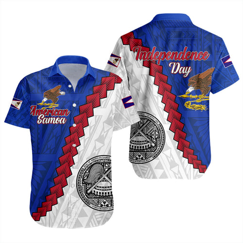 American Samoa Short Sleeve Shirt Polynesian With Flag Independence Day