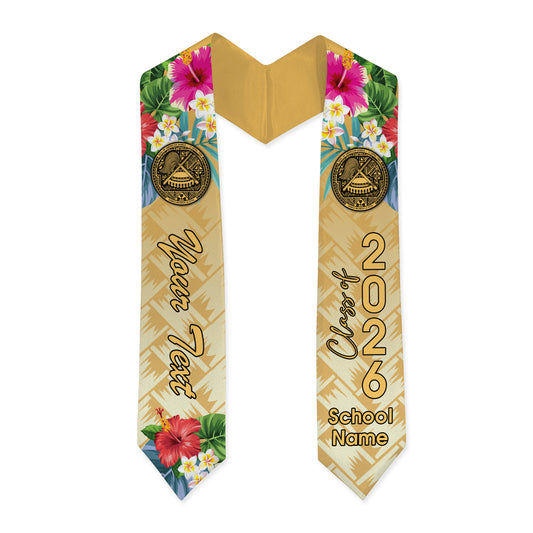 American Samoa Graduation Stole Custom Class 2026 Tropical Hibiscus Island Pride
