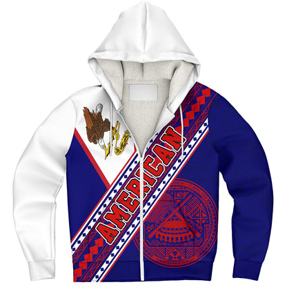 American Samoa Sherpa Hoodie Flag And Coat Of Arms