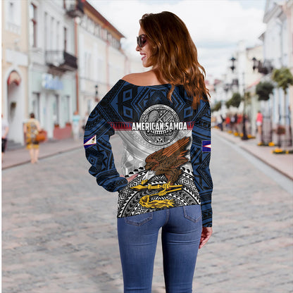 Samoa Off Shoulder Sweatshirt Seal Of American Samoa Polynesian