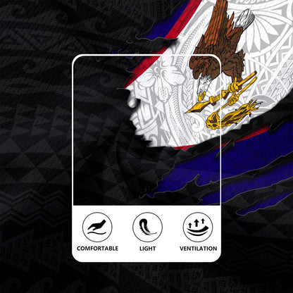 American Samoa Rugby Jersey Tribal Polynesia Flag Crack Style