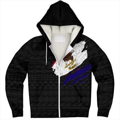 American Samoa Sherpa Hoodie Tribal Polynesia Flag Crack Style