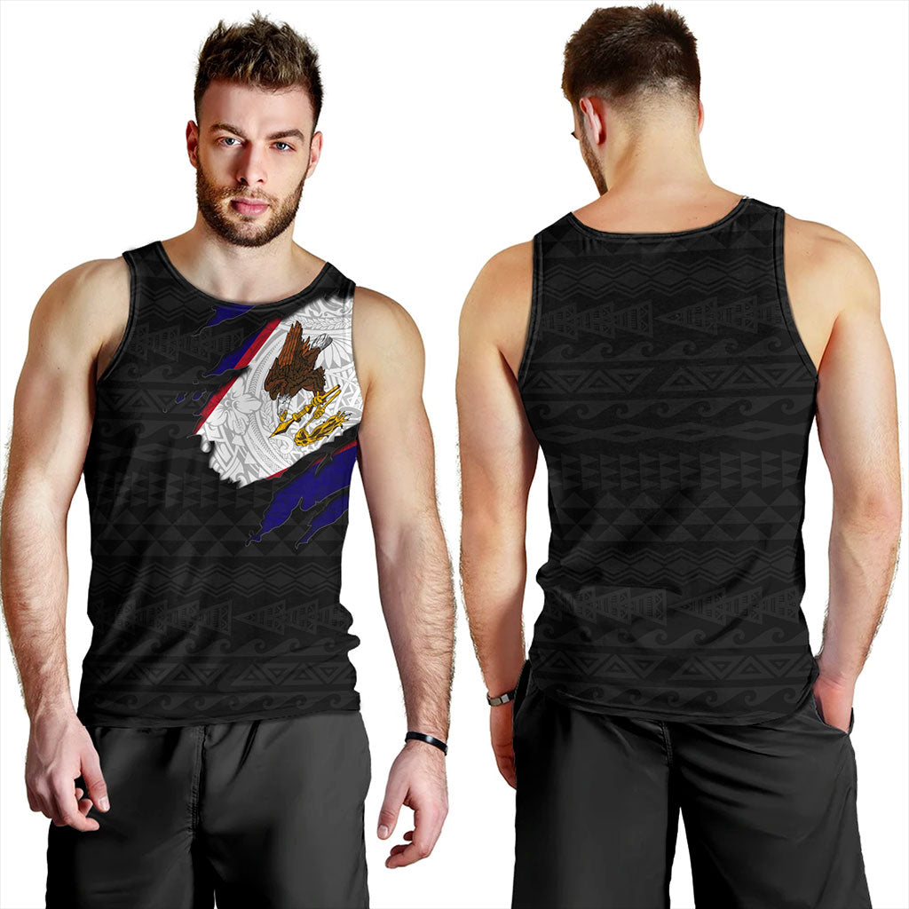 American Samoa Tank Top Tribal Polynesia Flag Crack Style