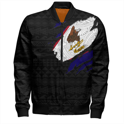 American Samoa Bomber Jacket Tribal Polynesia Flag Crack Style