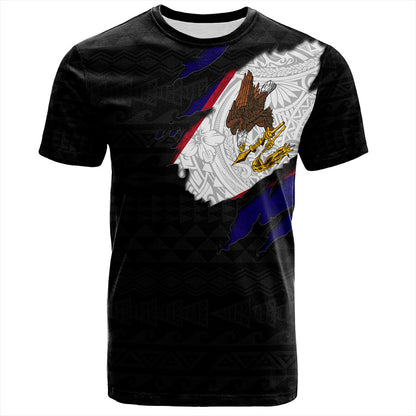 American Samoa T-Shirt Tribal Polynesia Flag Crack Style