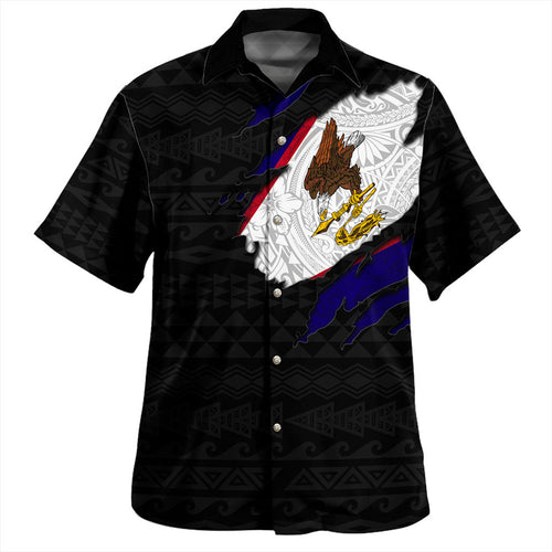 American Samoa Hawaiian Shirt Tribal Polynesia Flag Crack Style