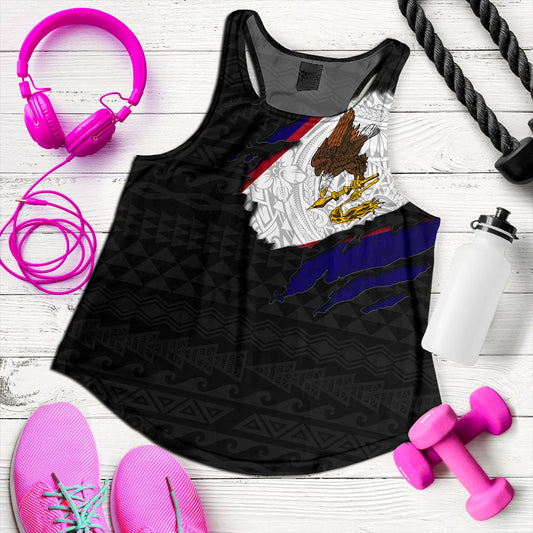 American Samoa Women Tank Tribal Polynesia Flag Crack Style