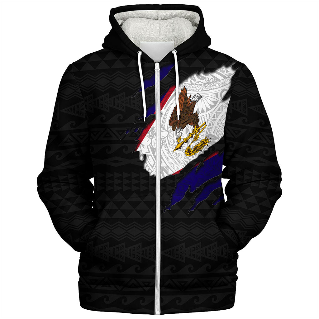 American Samoa Sherpa Hoodie Tribal Polynesia Flag Crack Style