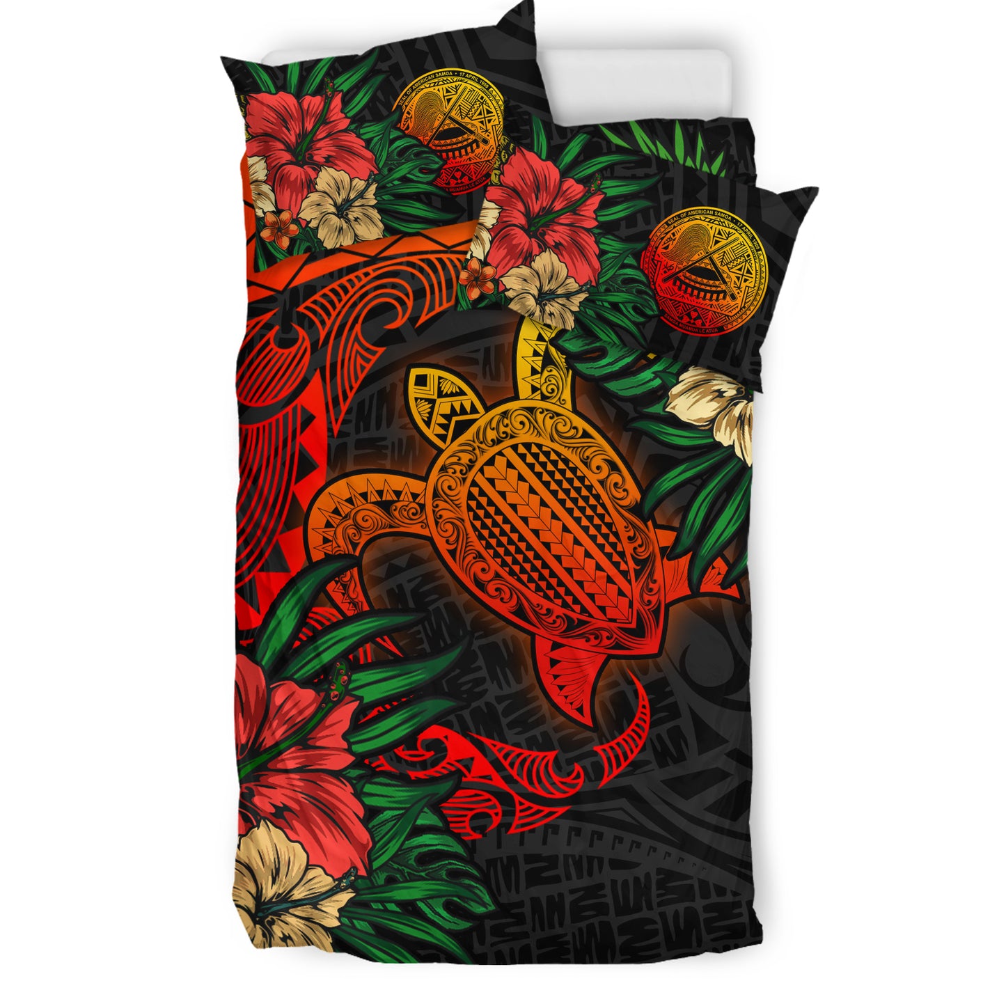 Samoa Bedding Set - American Samoa Polynesian Turtle Tropical Bedding Set