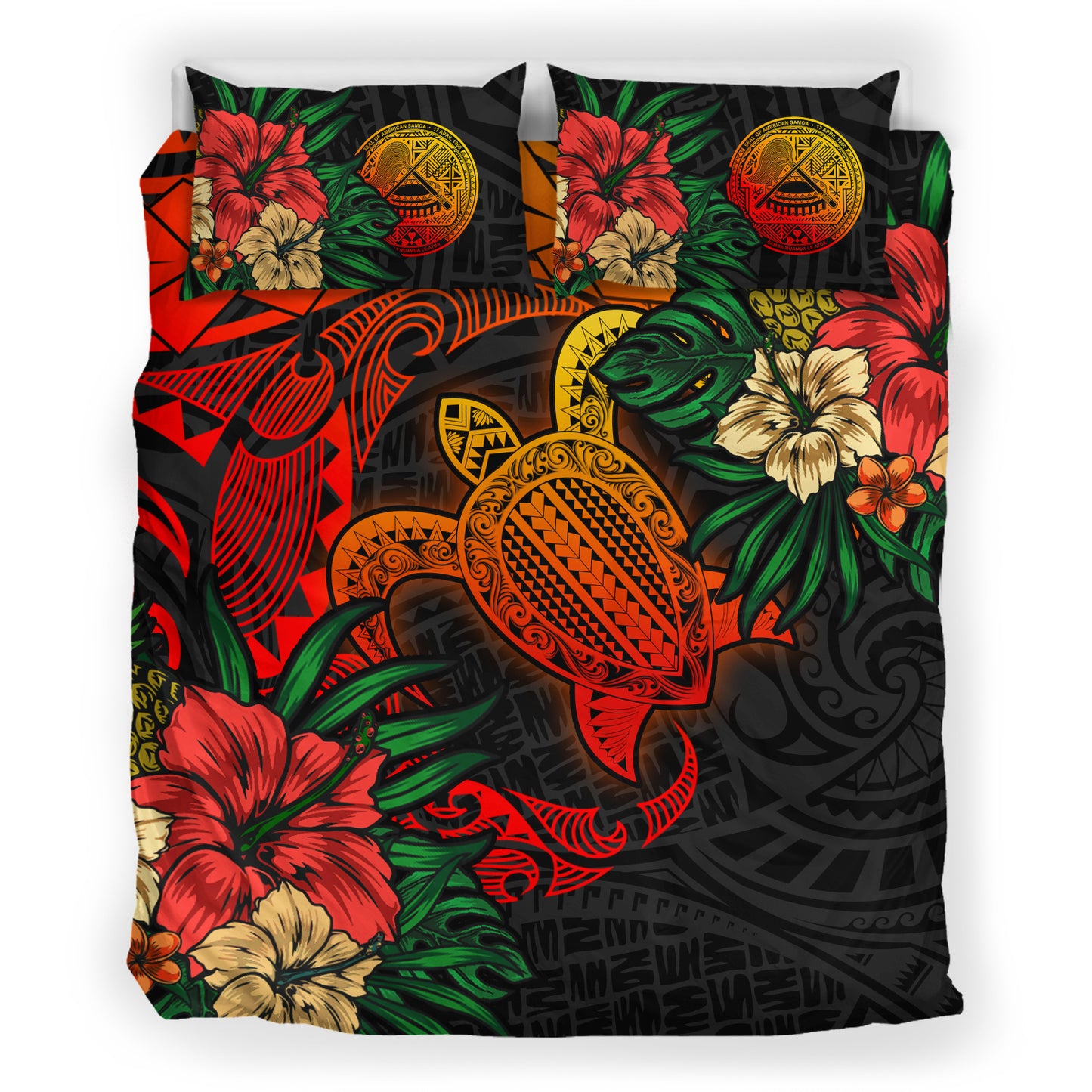 Samoa Bedding Set - American Samoa Polynesian Turtle Tropical Bedding Set