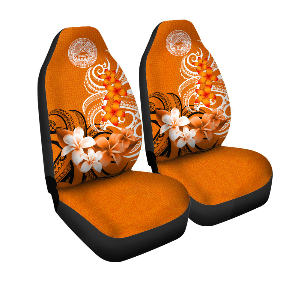 American Samoa Car Seat Covers Polynesian Floral Spirit Orange