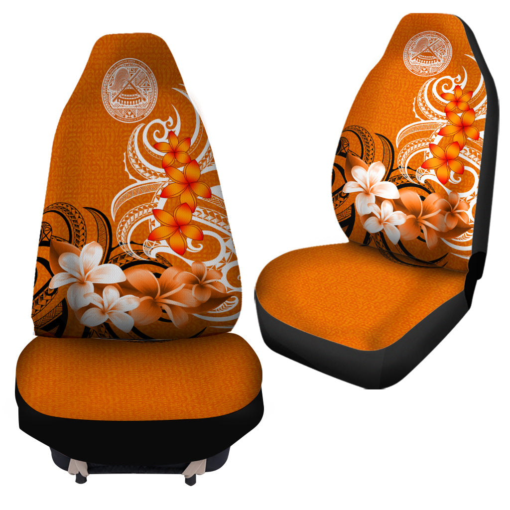 American Samoa Car Seat Covers Polynesian Floral Spirit Orange