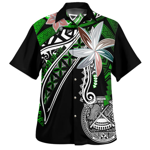 American Samoa Hawaiian Shirt Custom Personalised Fanciful Forest Green