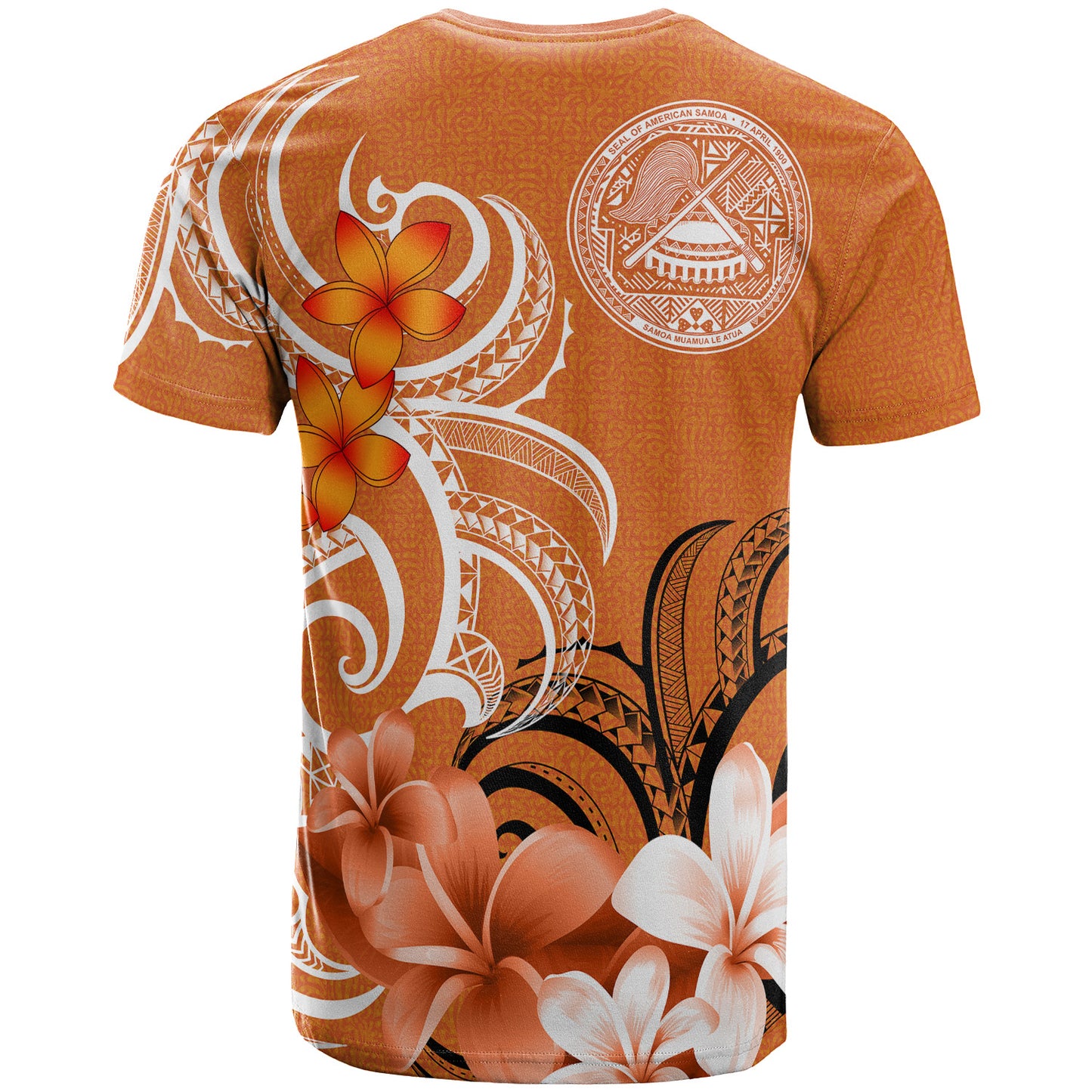 American Samoa T-Shirt Custom Personalised Floral Spirit Orange