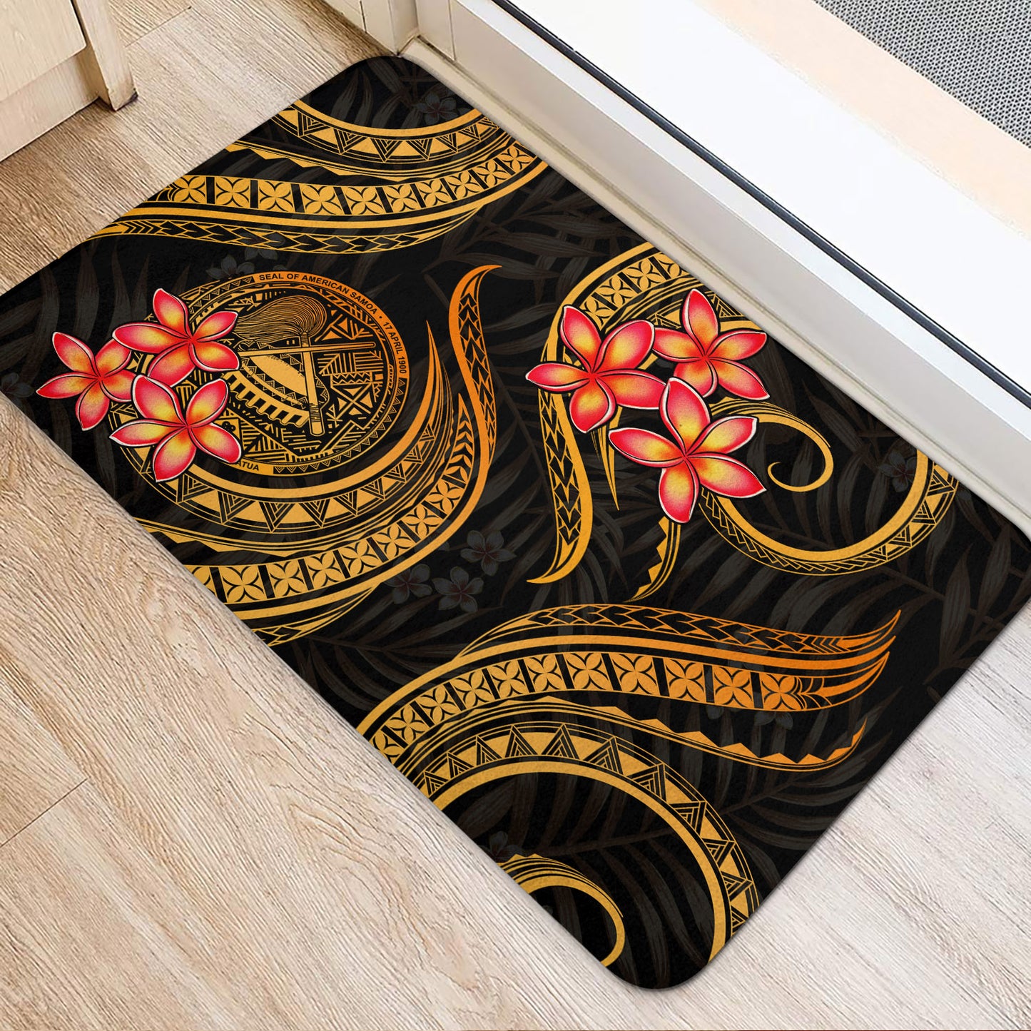 American Samoa Door Mat - Gold Plumeria