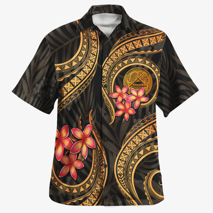 American Samoa Hawaiian Shirt Polynesian Gold Plumeria