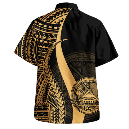 American Samoa Combo Dress And Shirt - Polynesian Tentacle Tribal Pattern Gold