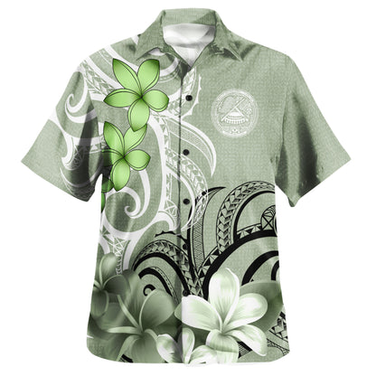 American Samoa Custom Personalised Hawaiian Shirt Polynesian Floral Spirit Sage Green