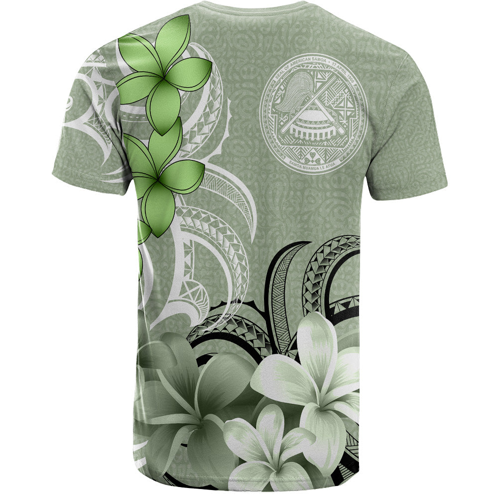 American Samoa T-Shirt Custom Personalised Floral Spirit Sage Green