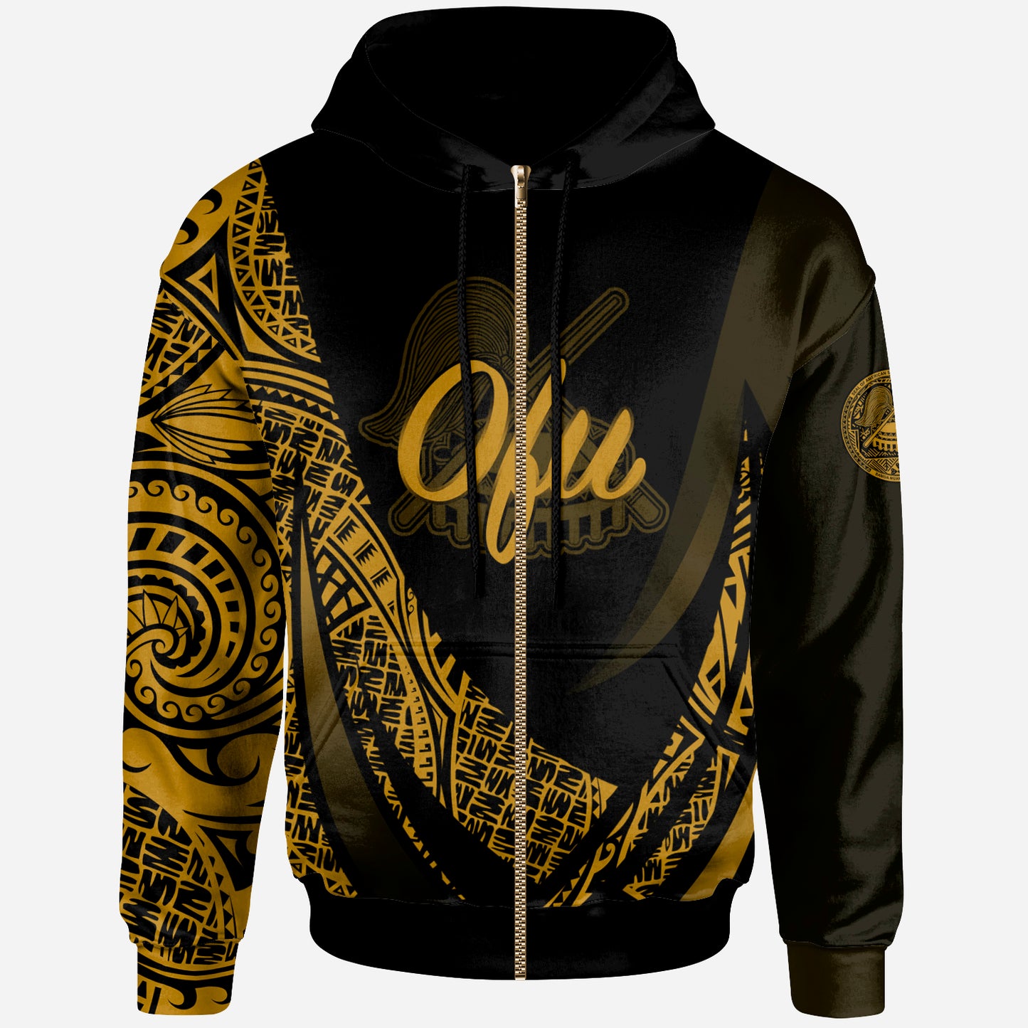 American Samoa Hoodie - Manu'a Ofu Polynesian Gold Patterns Sport Style