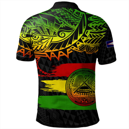 American Samoa Polo Shirt Tribal Polynesian Grunge Reggae