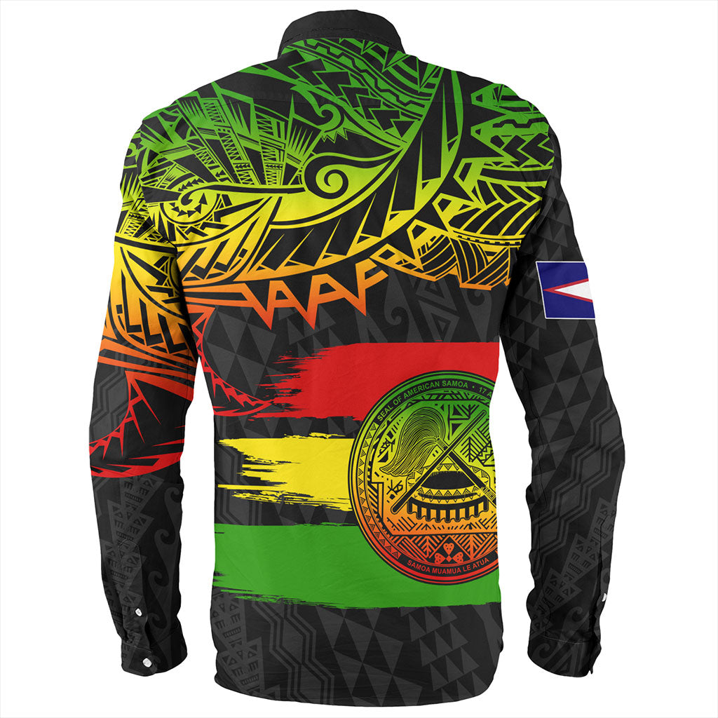 American Samoa Long Sleeve Shirt Tribal Polynesian Grunge Reggae