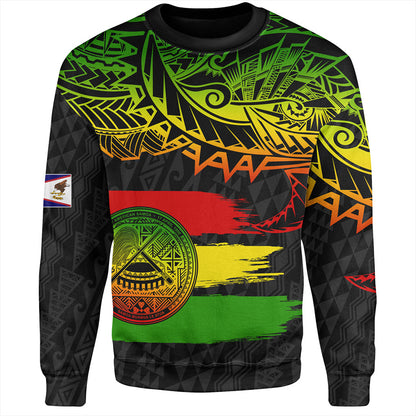 American Samoa Sweatshirt Tribal Polynesian Grunge Reggae