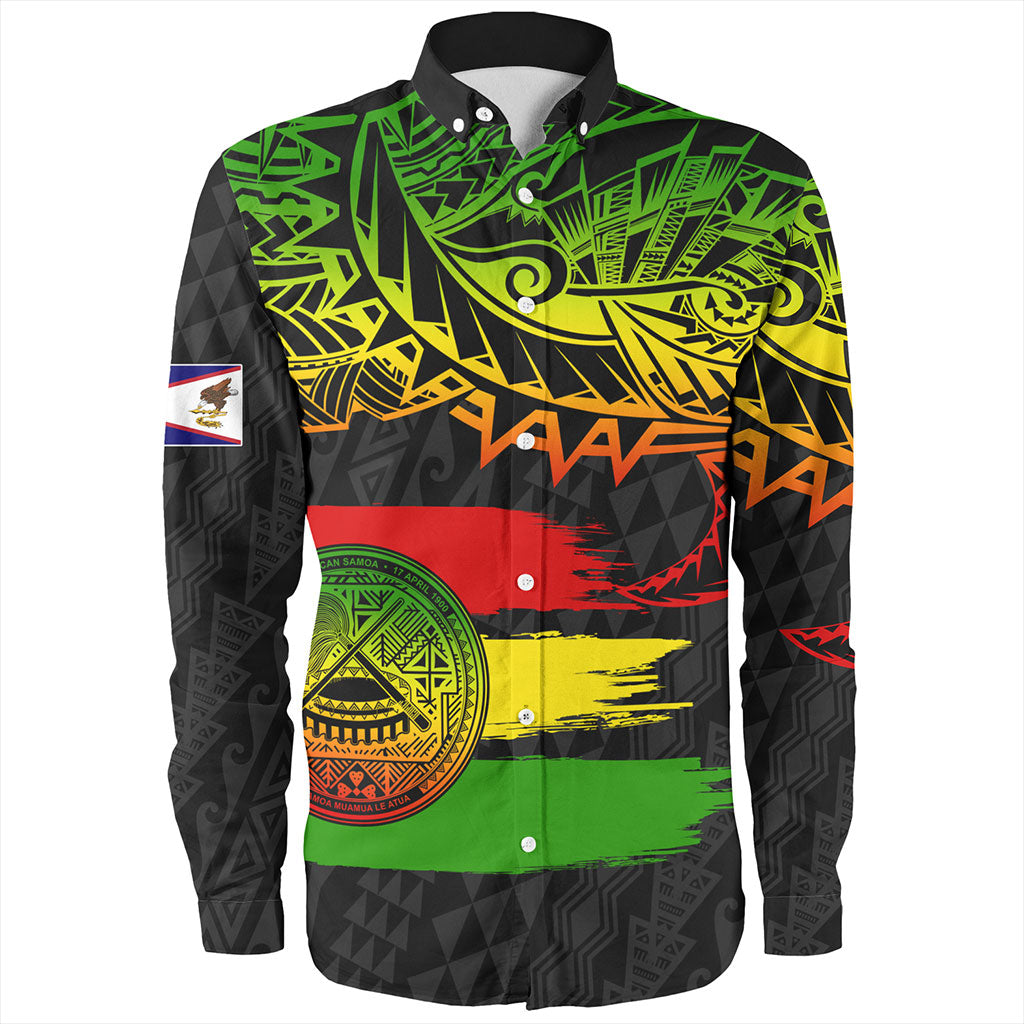 American Samoa Long Sleeve Shirt Tribal Polynesian Grunge Reggae