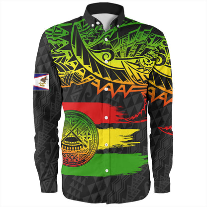 American Samoa Long Sleeve Shirt Tribal Polynesian Grunge Reggae