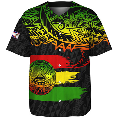 American Samoa Baseball Shirt Tribal Polynesian Grunge Reggae