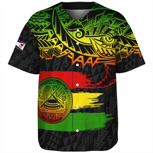 American Samoa Baseball Shirt Tribal Polynesian Grunge Reggae