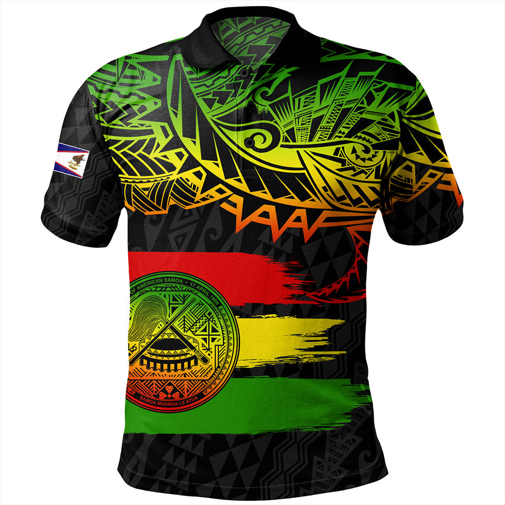 American Samoa Polo Shirt Tribal Polynesian Grunge Reggae