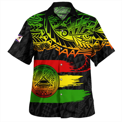 American Samoa Hawaiian Shirt Tribal Polynesian Grunge Reggae