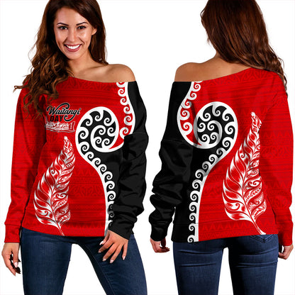 New Zealand Off Shoulder Sweatshirt Aotearoa Maori Waitangi Day