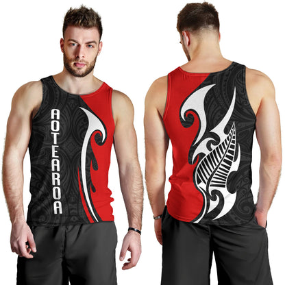 New Zealand Men Tank Top - Aotearoa Silver Fern Maori