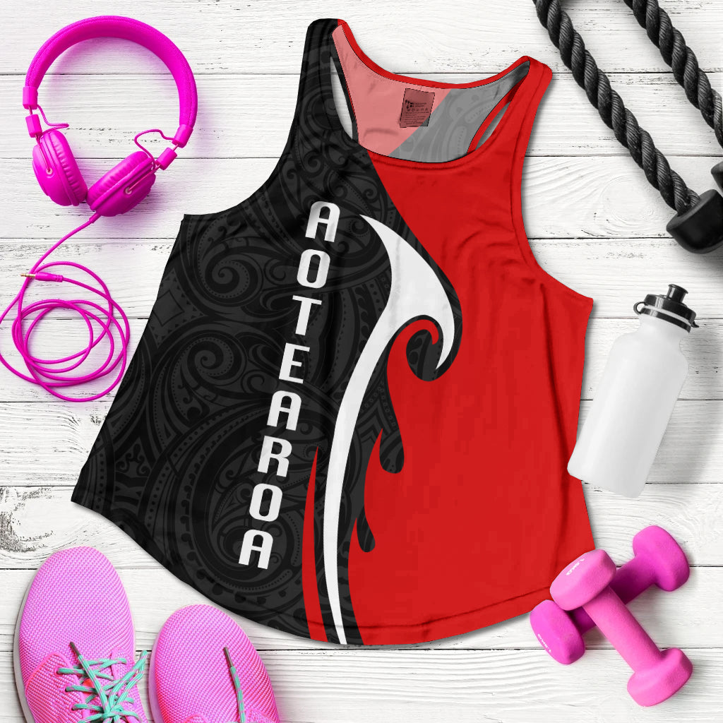 New Zealand Women Racerback Tank - Aotearoa Silver Fern Maori