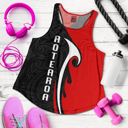 New Zealand Women Racerback Tank - Aotearoa Silver Fern Maori