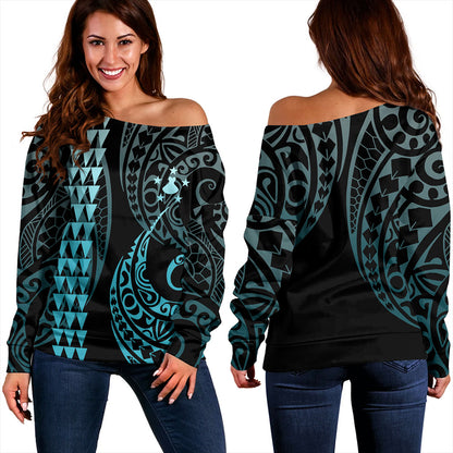 Austral Islands Off Shoulder Sweatshirt Kakau Style Ver.1